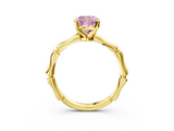 Yellow gold Fancy Pink Cushion  Solitaire Diamond Ring with Bamboo Band and Four-Prong Setting_55