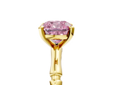 Yellow gold Fancy Pink Cushion  Solitaire Diamond Ring with Bamboo Band and Four-Prong Setting_57
