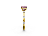 Yellow gold Fancy Pink Cushion  Solitaire Diamond Ring with Bezel Set Side Stones and Prong Setting_5