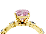 Yellow gold Fancy Pink Cushion  Solitaire Diamond Ring with Bezel Set Side Stones and Prong Setting_7