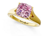 Yellow gold Fancy Pink Cushion  Solitaire Diamond Ring with Cathedral Band and Four-Prong Setting_67