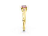 Yellow gold Fancy Pink Cushion  Solitaire Diamond Ring with Cathedral Band and Four-Prong Setting_68
