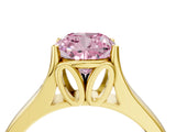 Yellow gold Fancy Pink Cushion  Solitaire Diamond Ring with Cathedral Band and Four-Prong Setting_70