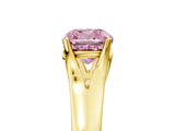 Yellow gold Fancy Pink Cushion  Solitaire Diamond Ring with Cathedral Band and Four-Prong Setting_71
