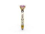 Yellow gold Fancy Pink Cushion  Solitaire Diamond Ring with Channel-Set Baguette Band and Four-Prong Setting_87