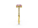 Yellow gold Fancy Pink Cushion  Solitaire Diamond Ring with Channel Set Band and Bezel Prong Setting_58