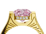 Yellow gold Fancy Pink Cushion  Solitaire Diamond Ring with Channel Set Band and Bezel Prong Setting_60