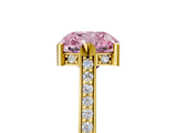 Yellow gold Fancy Pink Cushion  Solitaire Diamond Ring with Channel Set Band and Bezel Prong Setting_61