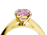 Yellow gold Fancy Pink Cushion  Solitaire Diamond Ring with Channel-Set Band and Four-Prong Setting_7