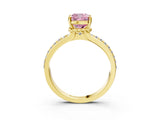 Yellow gold Fancy Pink Cushion  Solitaire Diamond Ring with Channel Set Band and Six-Prong Setting_51