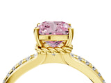 Yellow gold Fancy Pink Cushion  Solitaire Diamond Ring with Channel Set Band and Six-Prong Setting_52