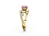 Yellow gold Fancy Pink Cushion  Solitaire Diamond Ring with Filigree Band and Four-Prong Setting_50
