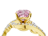 Yellow gold Fancy Pink Cushion  Solitaire Diamond Ring with Filigree Band and Four-Prong Setting_52