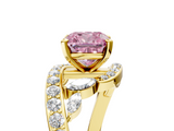 Yellow gold Fancy Pink Cushion  Solitaire Diamond Ring with Filigree Band and Four-Prong Setting_53