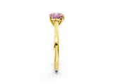 Yellow gold Fancy Pink Cushion  Solitaire Diamond Ring with Four-Prong Setting and Classic Band_5