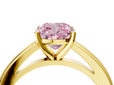 Yellow gold Fancy Pink Cushion  Solitaire Diamond Ring with Four-Prong Setting and Classic Band_7