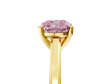 Yellow gold Fancy Pink Cushion  Solitaire Diamond Ring with Four-Prong Setting and Classic Band_8