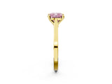 Yellow gold Fancy Pink Cushion  Solitaire Diamond Ring with Four-Prong Setting and Tapered Band 3