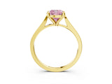 Yellow gold Fancy Pink Cushion  Solitaire Diamond Ring with Four-Prong Setting and Tapered Band 4