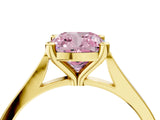 Yellow gold Fancy Pink Cushion  Solitaire Diamond Ring with Four-Prong Setting and Tapered Band 5