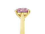 Yellow gold Fancy Pink Cushion  Solitaire Diamond Ring with Four-Prong Setting and Tapered Band