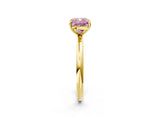 Yellow gold Fancy Pink Cushion  Solitaire Diamond Ring with Four-Prong Setting on a Plain Band_22