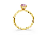 Yellow gold Fancy Pink Cushion  Solitaire Diamond Ring with Four-Prong Setting on a Plain Band_23
