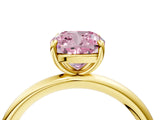 Yellow gold Fancy Pink Cushion  Solitaire Diamond Ring with Four-Prong Setting on a Plain Band_24
