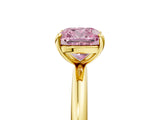 Yellow gold Fancy Pink Cushion  Solitaire Diamond Ring with Four-Prong Setting on a Plain Band_25