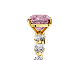 Yellow gold Fancy Pink Cushion  Solitaire Diamond Ring with Pave Band and Four-Prong Setting_276