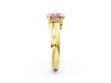 Yellow gold Fancy Pink Cushion  Solitaire Diamond Ring with Pave Band and Six-Prong Setting_34