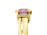 Yellow gold Fancy Pink Cushion  Solitaire Diamond Ring with Pave Band and Six-Prong Setting_37
