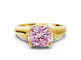 Yellow gold Fancy Pink Cushion  Solitaire Diamond Ring with Six-Prong Cathedral Setting_32