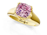 Yellow gold Fancy Pink Cushion  Solitaire Diamond Ring with Six-Prong Cathedral Setting_33