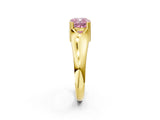 Yellow gold Fancy Pink Cushion  Solitaire Diamond Ring with Six-Prong Cathedral Setting_34