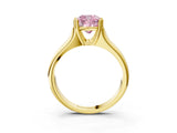 Yellow gold Fancy Pink Cushion  Solitaire Diamond Ring with Six-Prong Cathedral Setting_35