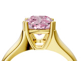 Yellow gold Fancy Pink Cushion  Solitaire Diamond Ring with Six-Prong Cathedral Setting_36