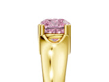 Yellow gold Fancy Pink Cushion  Solitaire Diamond Ring with Six-Prong Cathedral Setting_37