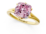 Yellow gold Fancy Pink Cushion  Solitaire Diamond Ring with Six-Prong Setting and Tapered Band_18