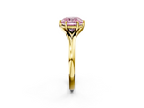 Yellow gold Fancy Pink Cushion  Solitaire Diamond Ring with Six-Prong Setting and Tapered Band_19