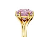 Yellow gold Fancy Pink Cushion  Solitaire Diamond Ring with Six-Prong Setting and Tapered Band_22