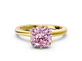 Yellow gold Fancy Pink Cushion  Solitaire Diamond Ring with Six-Prong Setting on a Classic Band_3