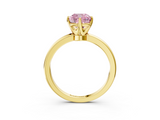 Yellow gold Fancy Pink Cushion  Solitaire Diamond Ring with Six-Prong Setting on a Classic Band_6