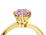 Yellow gold Fancy Pink Cushion  Solitaire Diamond Ring with Six-Prong Setting on a Classic Band_7