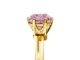 Yellow gold Fancy Pink Cushion  Solitaire Diamond Ring with Six-Prong Setting on a Classic Band_8