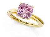 Yellow gold Fancy Pink Cushion  Solitaire Diamond Ring with Split Shank and Four-Prong Setting_13