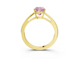 Yellow gold Fancy Pink Cushion  Solitaire Diamond Ring with Split Shank and Four-Prong Setting_15