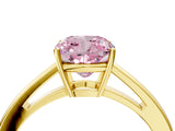 Yellow gold Fancy Pink Cushion  Solitaire Diamond Ring with Split Shank and Four-Prong Setting_16
