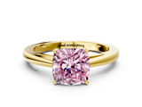 Yellow gold Fancy Pink Cushion  Solitaire Diamond Ring with Split Shank and Four-Prong Setting_20