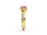 Yellow gold Fancy Pink Cushion  Solitaire Diamond Ring with Split Shank and Prong Setting_43